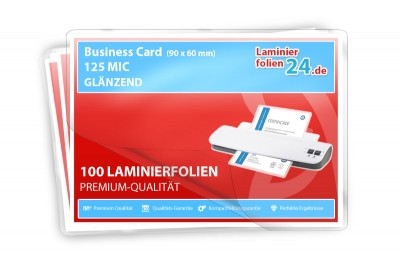 Laminierfolien Business Card (60 x 90 mm), 2 x 125 Mic, glänzend