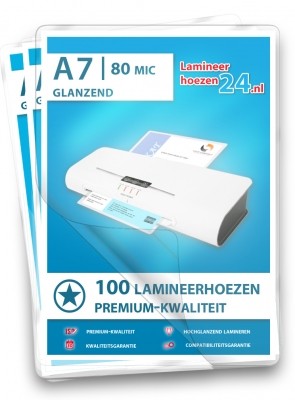 Lamineerhoezen A7 (80 x 111 mm), 2 x 80 Mic, glanzend