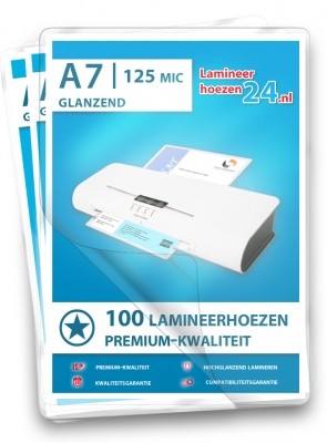 Lamineerhoezen A7 (80 x 111 mm), 2 x 125 Mic, glanzend